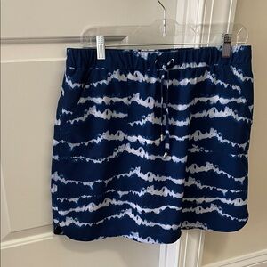 Chico's Navy and White Tie-Dye Elastic Waist Skirt